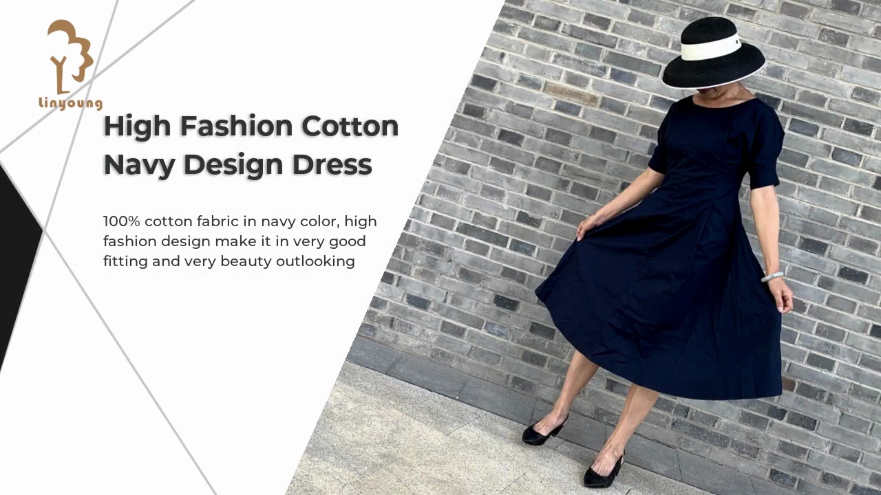 High Fashion Cotton .Navy Design Dress.100% cotton fabric in navy color, high .fashion design make it in very good .fitting and very beauty outlooking.