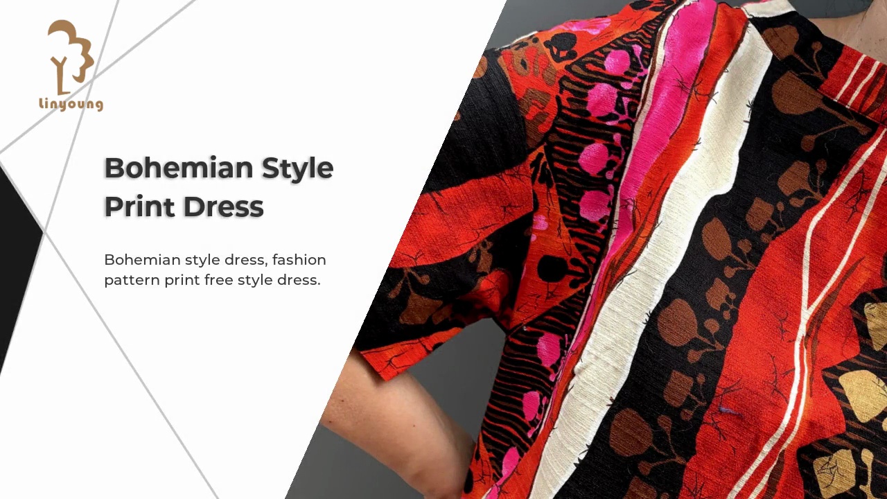 Bohemian Style .Print Dress.Bohemian style dress, fashion .pattern print free style dress.