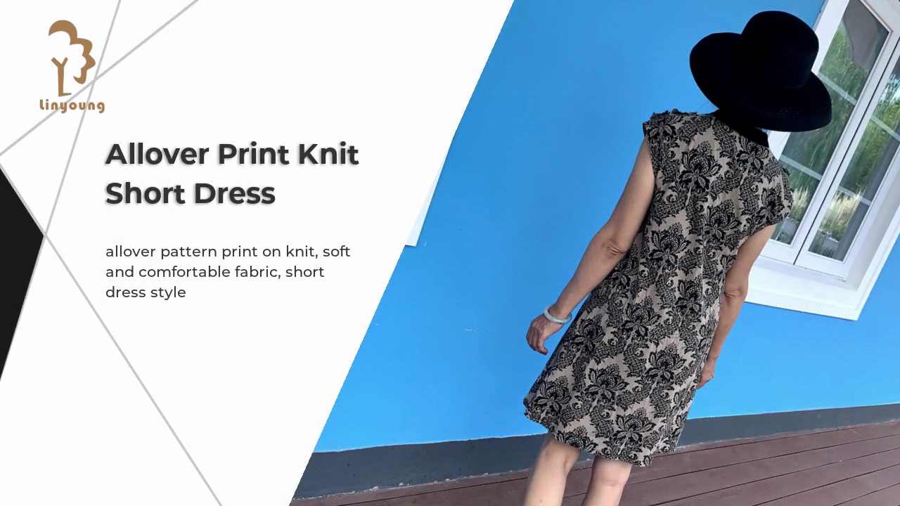 Allover Print Knit .Short Dress.allover pattern print on knit, soft .and comfortable fabric, short .dress style.